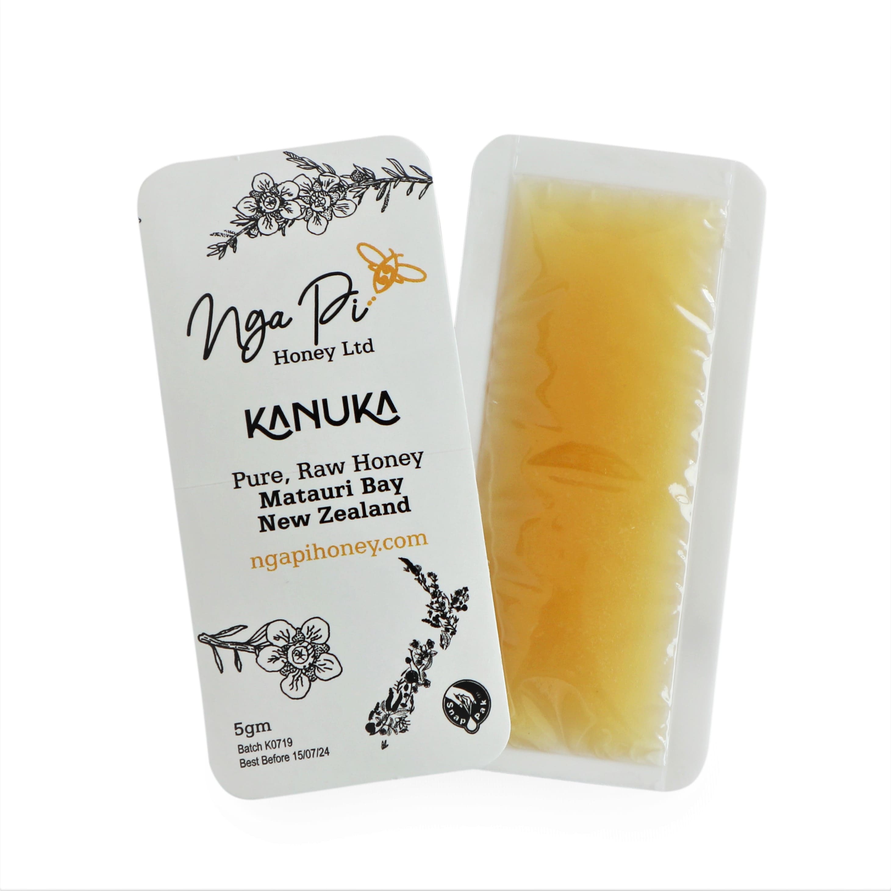 Nga Pi Kanuka Raw Honey, 25 x 5gms Snap Packs